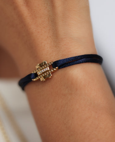 ROPES Cord Bracelet with Gold Charm & 0.05ct Diamonds