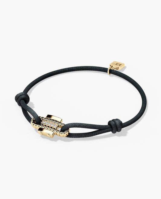 ROPES Cord Bracelet with Gold Charm & 0.05ct Diamonds