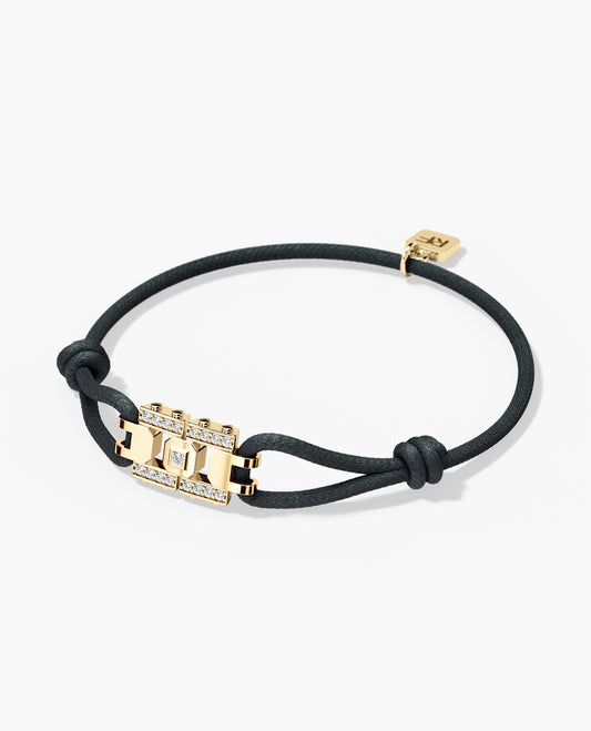LA PAZ Cord Bracelet with Gold Charm & 0.20ct Diamonds