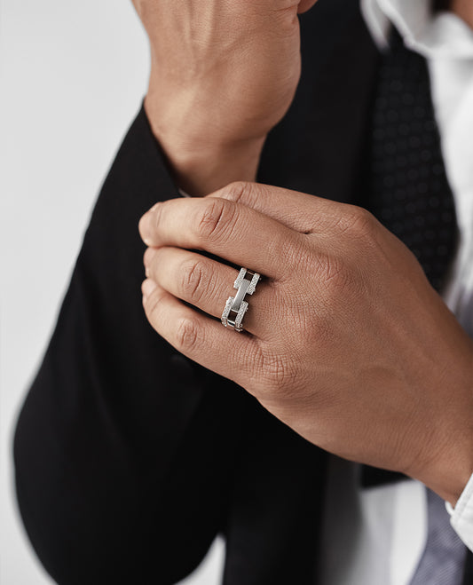 BINGHAM Gold Square Ring with 1.05ct Diamonds