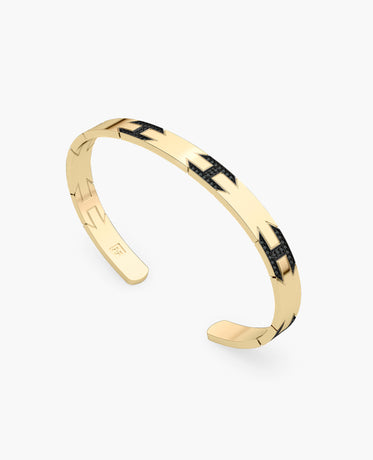 BRIGGS Gold Cuff Bangle Bracelet with Black Diamonds
