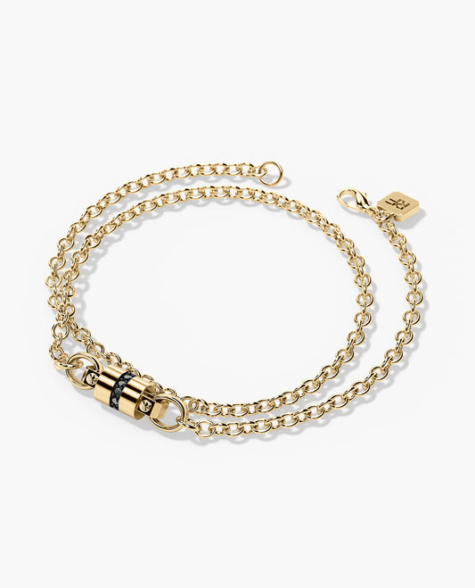 FRANKLIN Gold Charm Bracelet with 0.17ct Black Diamonds