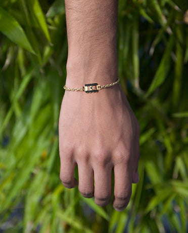 LA PAZ Gold Charm Bracelet with 0.20ct Black Diamonds