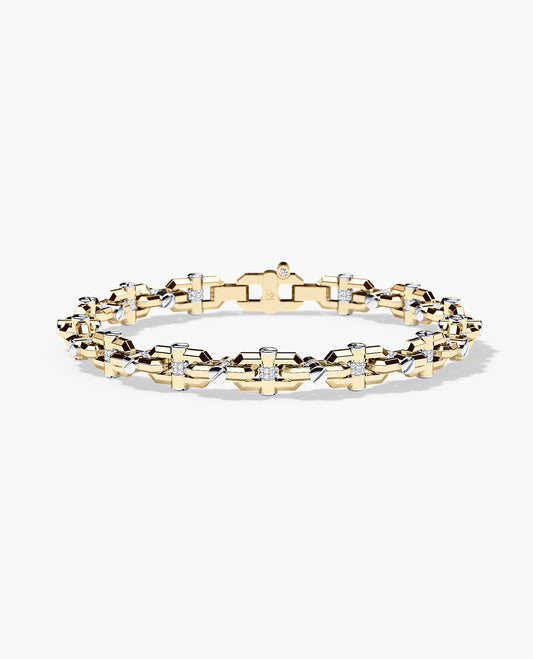 MOSS Two-Tone Gold Link Bracelet with Diamonds