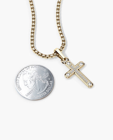 CROSS Pendant in Two-Tone Gold with 0.10ct Diamonds - 35mm