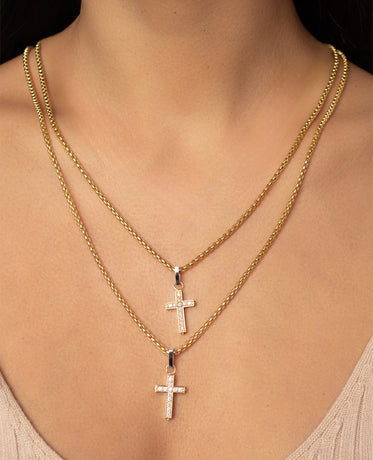 MINI CROSS Pendant in Two-Tone Gold with 0.25ct Diamonds