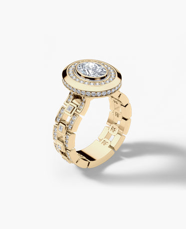 LA PAZ Oval Cut Diamond Engagement Ring in Gold and Platinum