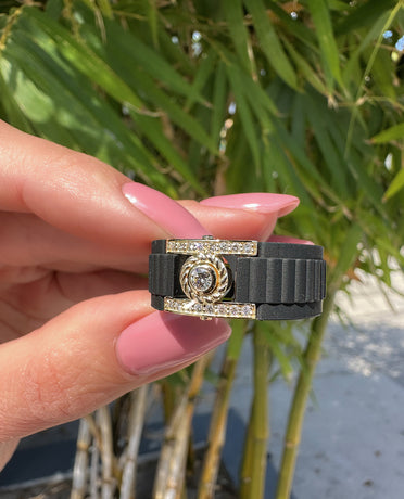 Ready to Ship - ROPES Atomic Silicone & 14k Yellow Gold Ring with 0.30ct Diamonds