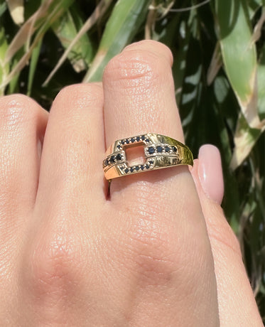 NORTHSTAR Gold Signet Ring with 0.30ct Black Diamonds