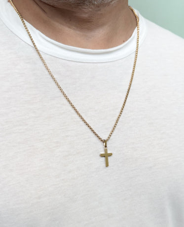 Ready to Ship - MINI CROSS Pendant in 14k Yellow Gold