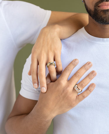 CLEBURNE Diamond Matching Wedding Band Set in Gold and Platinum