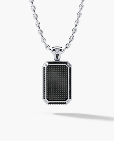 DIAMOND DOG TAG Pendant in Gold with 2.10ct Black Diamonds