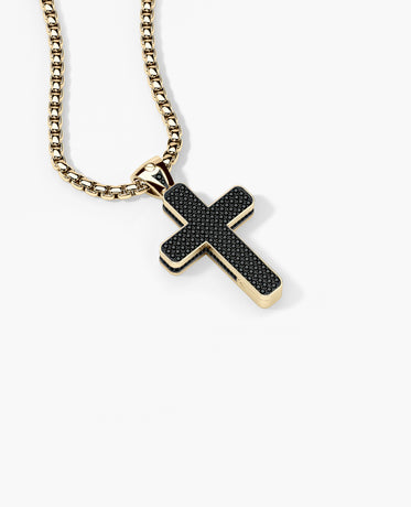 JERRITT Cross Pendant in Gold with 2.00ct Black Diamonds
