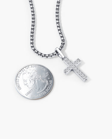 Ready to Ship - MINI CROSS Pendant in 18k White Gold with 0.25ct Diamonds