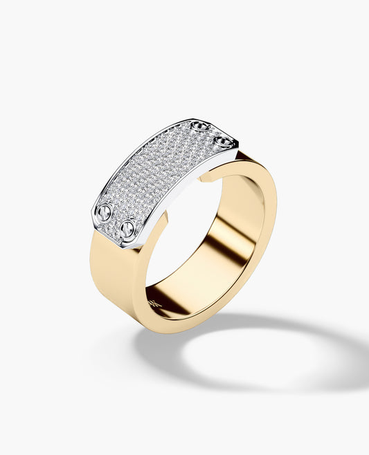 DONLIN Two-Tone Gold Ring with Plate and 0.40ct Diamonds