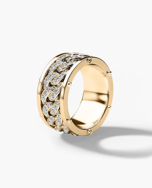 KENSINGTON Gold Cuban Link Ring with 1.45ct Diamonds