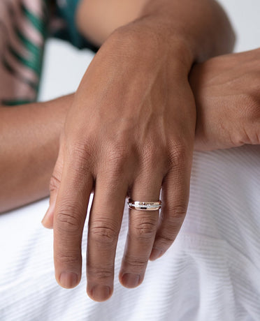 REED Two Tone Gold Wedding Ring with 0.40ct Diamonds