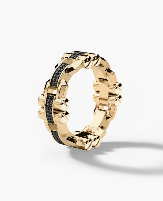 MOSS Gold Ring with 0.30ct Black Diamonds