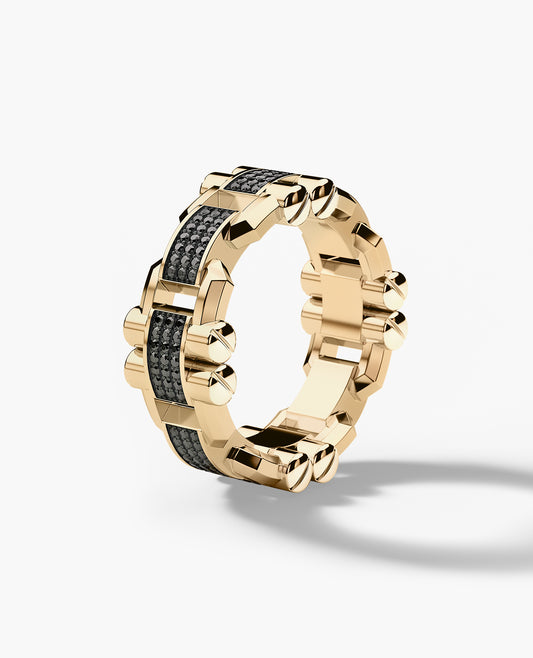 MOSS Gold Ring with 0.40ct Black Diamonds