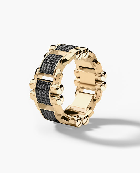 MOSS Gold Ring with 0.70ct Black Diamonds