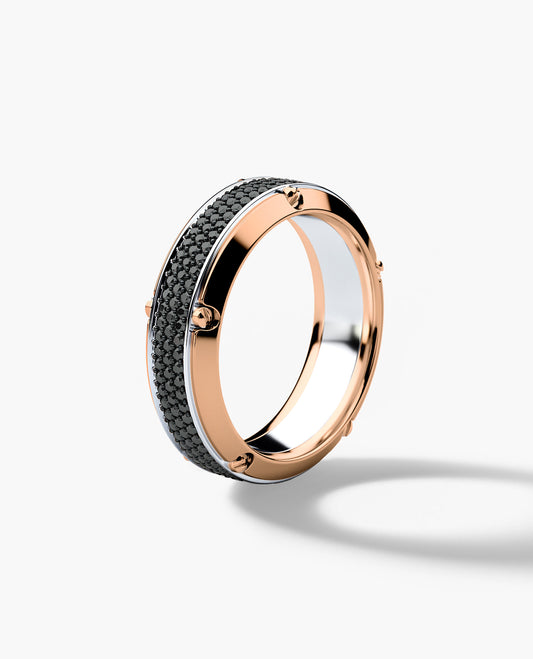 CORTEZ Two-Tone Gold Ring with 1.00ct Black Diamonds
