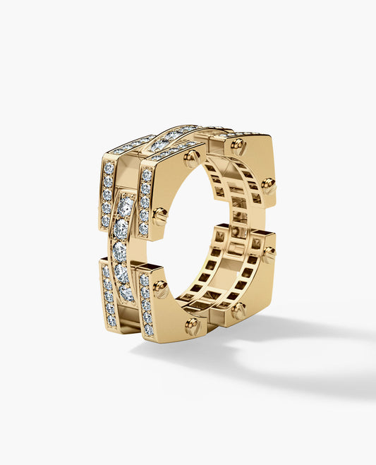 Ready to Ship - BINGHAM 18k Gold Square Ring with 2.15ct Diamonds