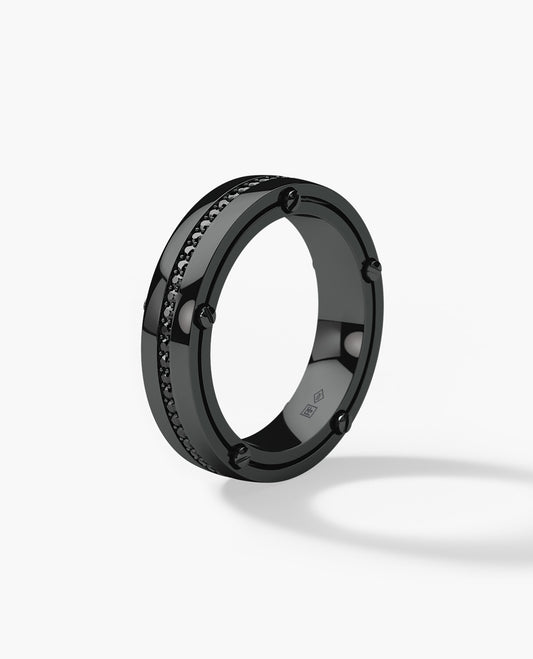 FRANKLIN Comfort Fit EverBlak Black Gold Ring with 0.50ct Black Diamonds