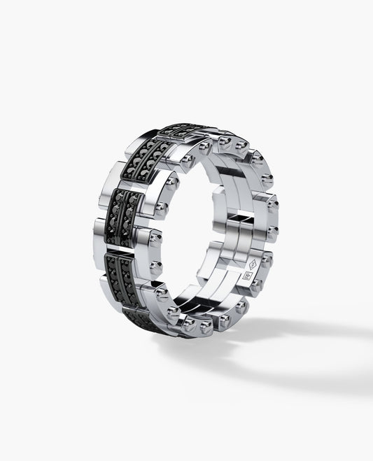 GETCHELL Gold Ring with 0.80ct Black Diamonds - Wide Version