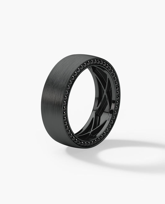 Ready to Ship - JERRITT Comfort Fit EverBlak Gold Ring with 0.70ct Black Diamonds