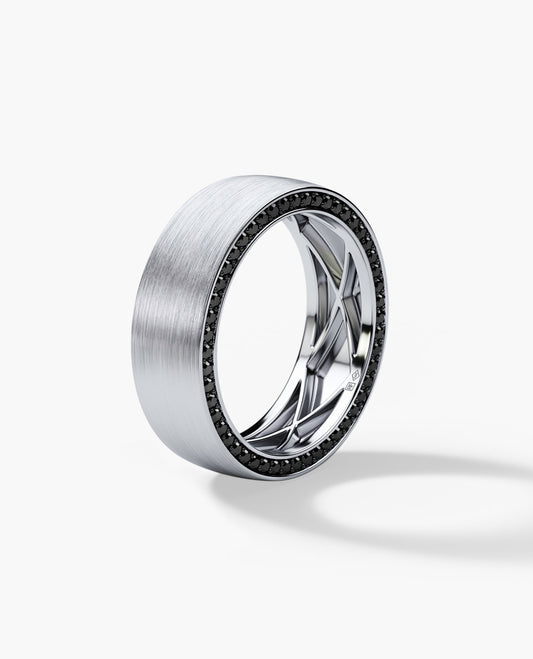 JERRITT Comfort Fit Mens Gold Ring with 0.70ct Black Diamonds