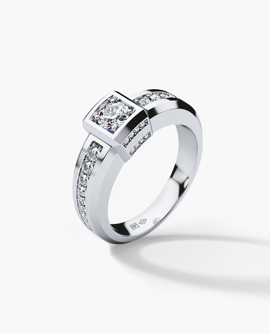 VULTURE Comfort Fit Men's Gold Solitaire Engagement Ring with 0.90ct Diamonds