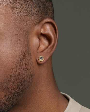 ROPES Gold Single Stud Earring with 0.20ct Black Diamonds