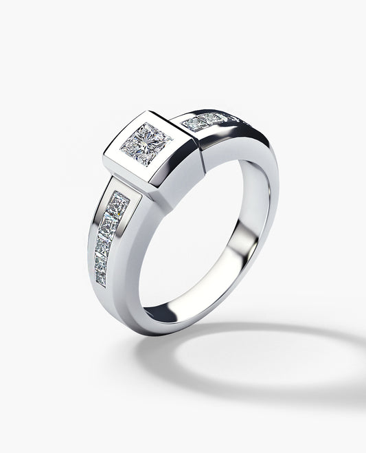 VULTURE Comfort Fit Men's Gold Solitaire Engagement Ring with 1.00ct Diamonds