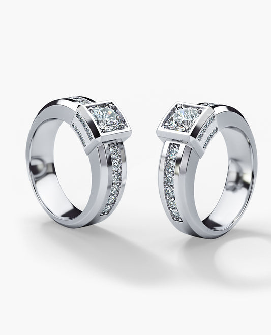 VULTURE Gold Matching Diamond Solitaire Wedding Band Set