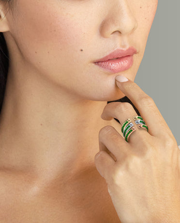 BASIN Gold Ring with 1.85ct Emeralds