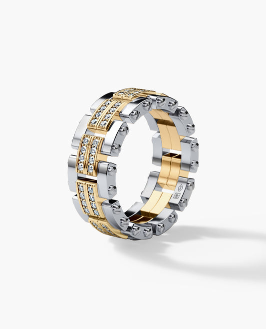 GETCHELL Two-Tone Gold Ring with 0.80ct Diamonds - Wide Version