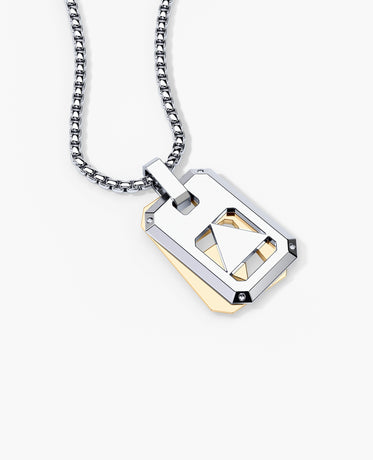 STAR OF DAVID Dog Tag Pendant in Two-Tone Gold