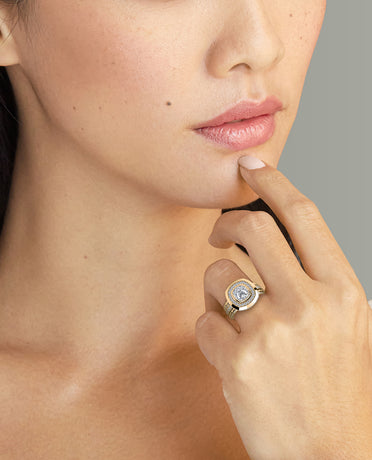 ROPES Cushion Cut Diamond Engagement Ring in Gold and Platinum