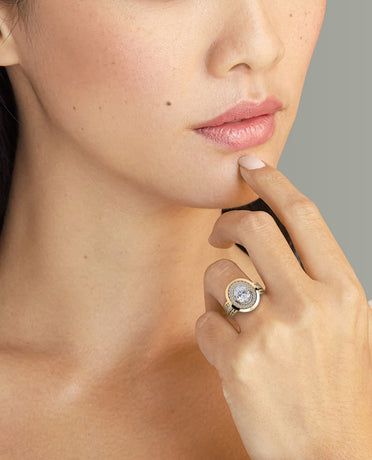 ROPES Oval Cut Diamond Engagement Ring in Gold and Platinum