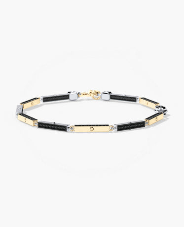 BAR CHAIN Two-Tone Bracelet with Black Diamonds