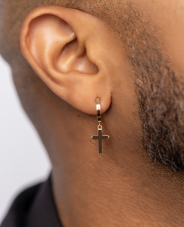 DANGLE Cross Gold Hoop Huggie Earring