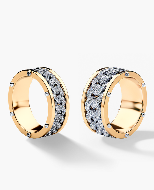 KENSINGTON Two Tone Gold Diamond Matching Wedding Band Set