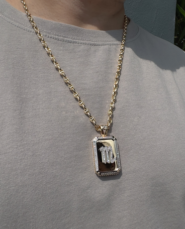 ZODIAC DOG TAG Pendant in Gold with 0.60ct Diamonds