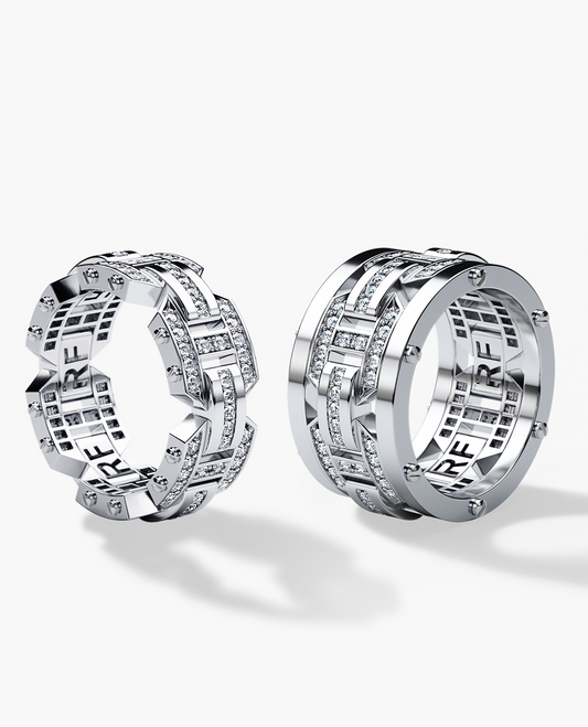 BRIGGS Diamond Matching Wedding Band Set in Gold and Platinum