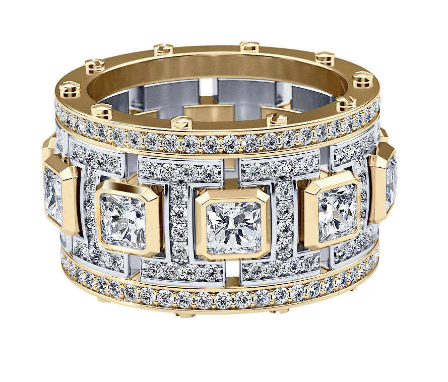 Wide Gold Diamond Ring